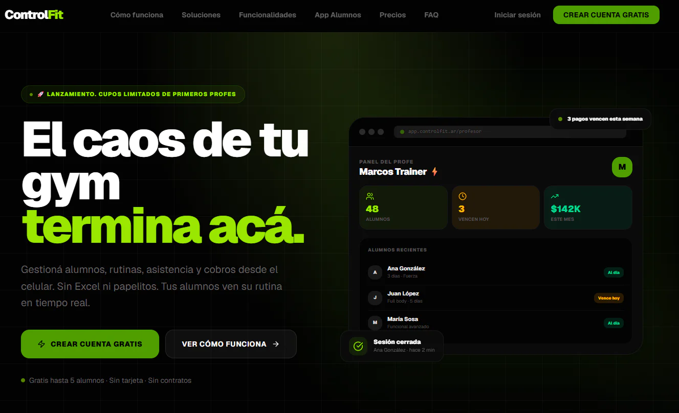 ControlFit · Sistema SaaS & PWA offline